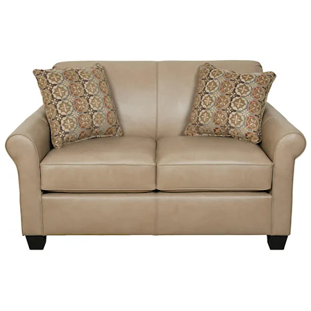 Rolled Arm Loveseat With Accent Pillows